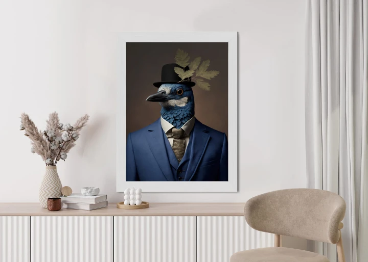 Plakat Ptak W Niebieskim Garniturze