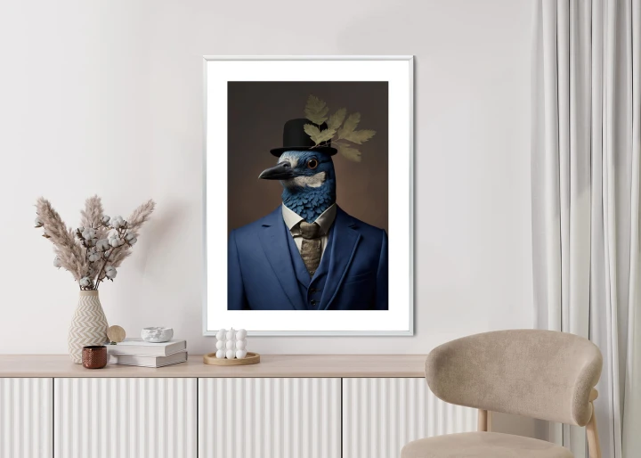 Plakat Ptak W Niebieskim Garniturze