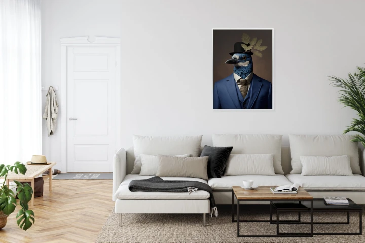 Plakat Ptak W Niebieskim Garniturze
