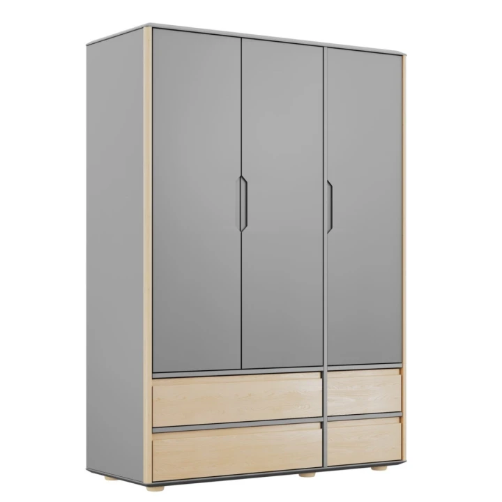 Szafa trzydrzwiowa Funflex szara z 4 szufladami