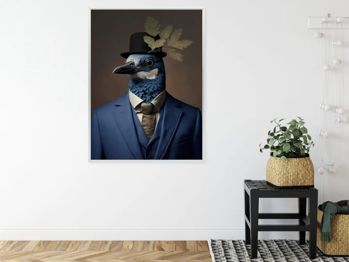 Plakat Ptak W Niebieskim Garniturze