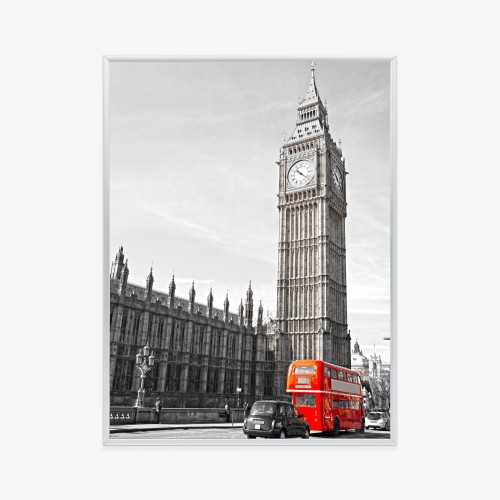 Plakat Czerwony Autobus I Czarno Biały Krajobraz Pałac Westminsterski
