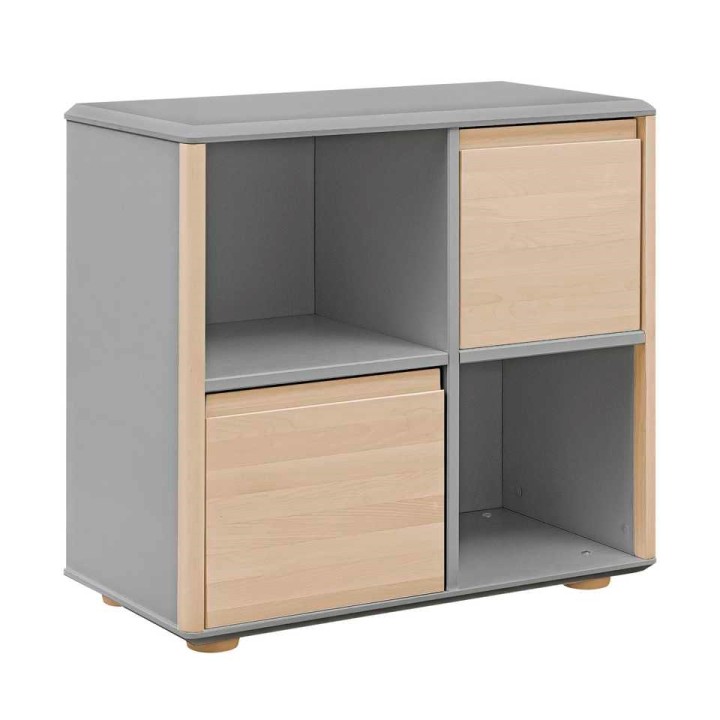 Komoda niska Funflex 2 drzwi brzoza z szarym korpusem