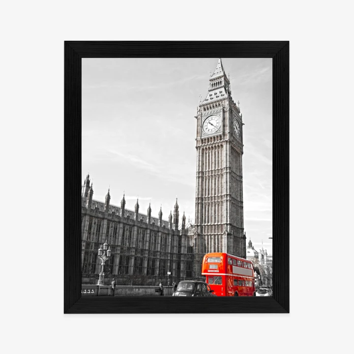 Plakat Czerwony Autobus I Czarno Biały Krajobraz Pałac Westminsterski