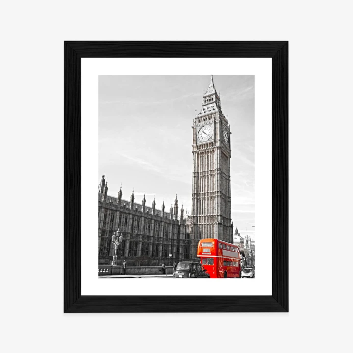 Plakat Czerwony Autobus I Czarno Biały Krajobraz Pałac Westminsterski