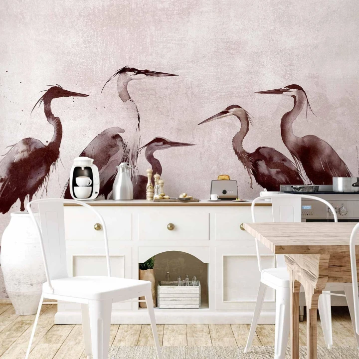 Fototapeta - Czaple malowane tuszem