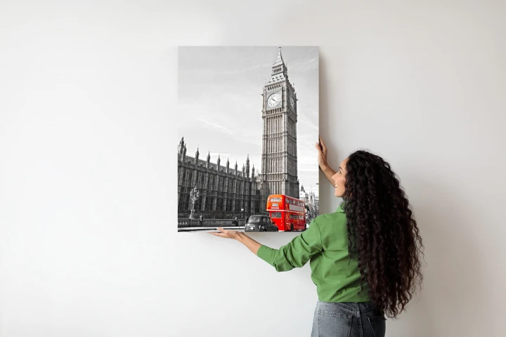 Plakat Czerwony Autobus I Czarno Biały Krajobraz Pałac Westminsterski