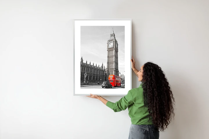 Plakat Czerwony Autobus I Czarno Biały Krajobraz Pałac Westminsterski