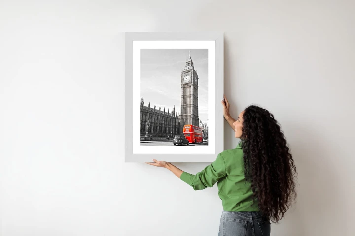 Plakat Czerwony Autobus I Czarno Biały Krajobraz Pałac Westminsterski