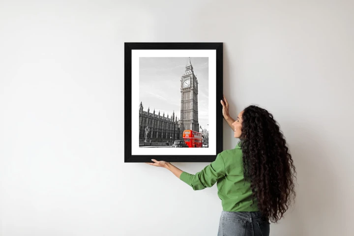 Plakat Czerwony Autobus I Czarno Biały Krajobraz Pałac Westminsterski