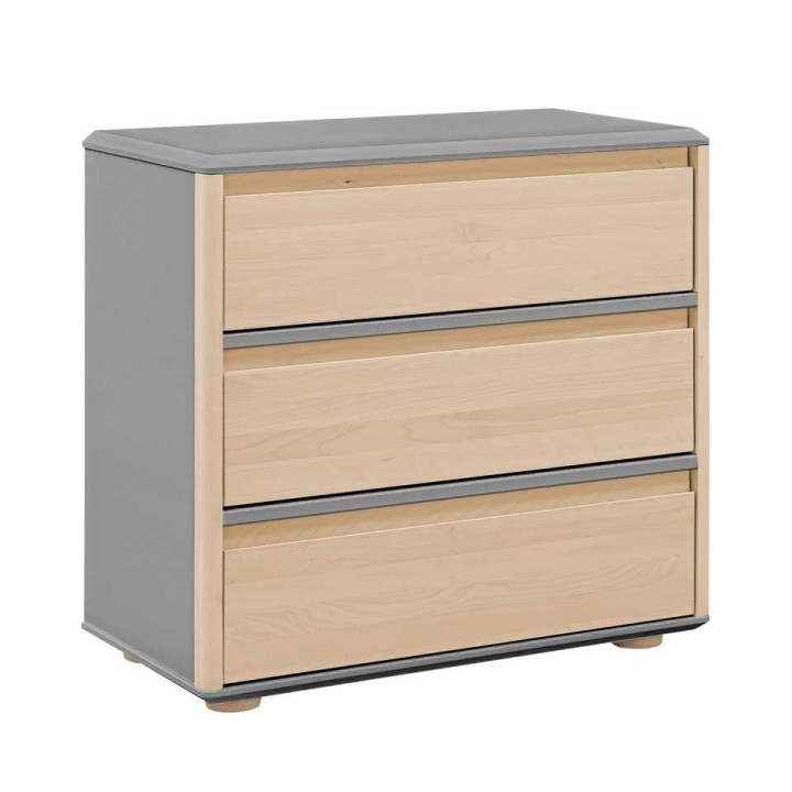 Komoda Funflex 3 szuflady brzoza z szarym korpusem