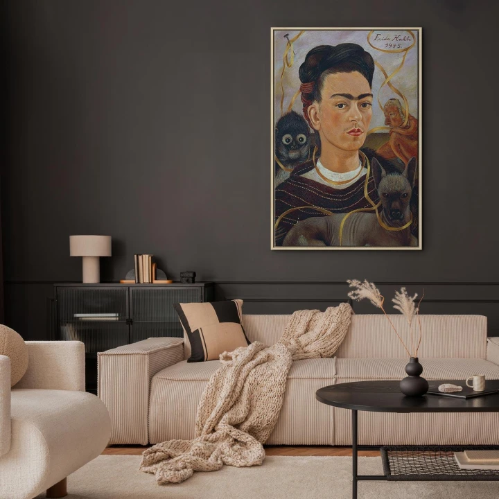Obraz - Frida Kahlo – Autoportret z Changuito
