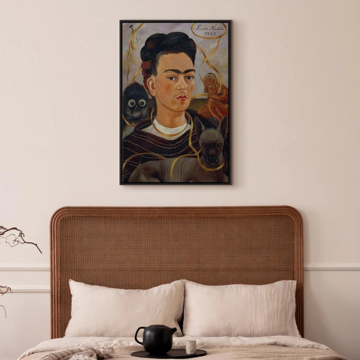 Obraz - Frida Kahlo – Autoportret z Changuito