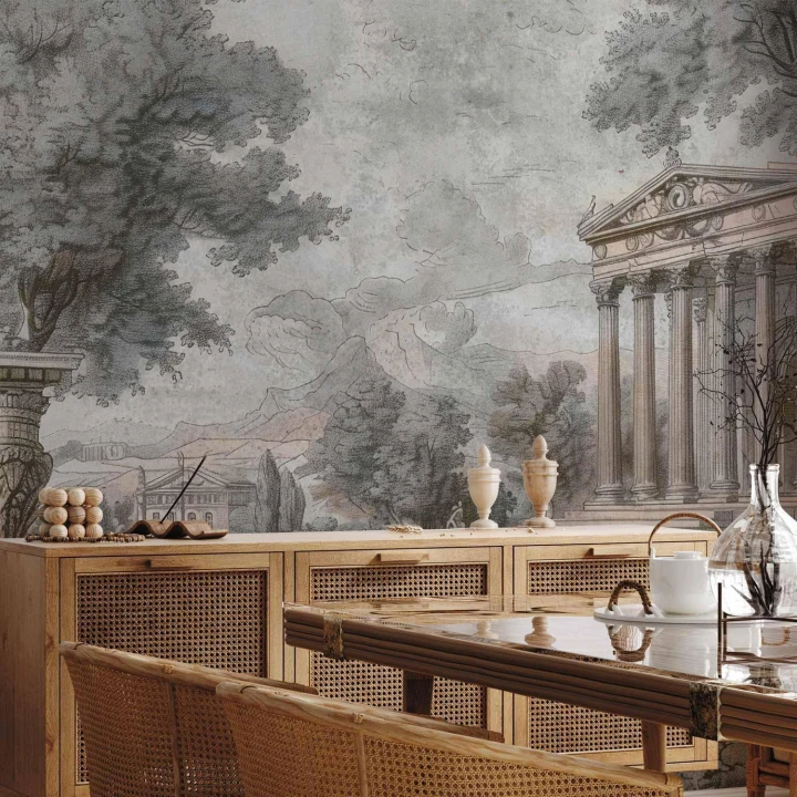 Fototapeta - Świątynia na wzgórzu - grecka architektura w stonowanej kolorystyce