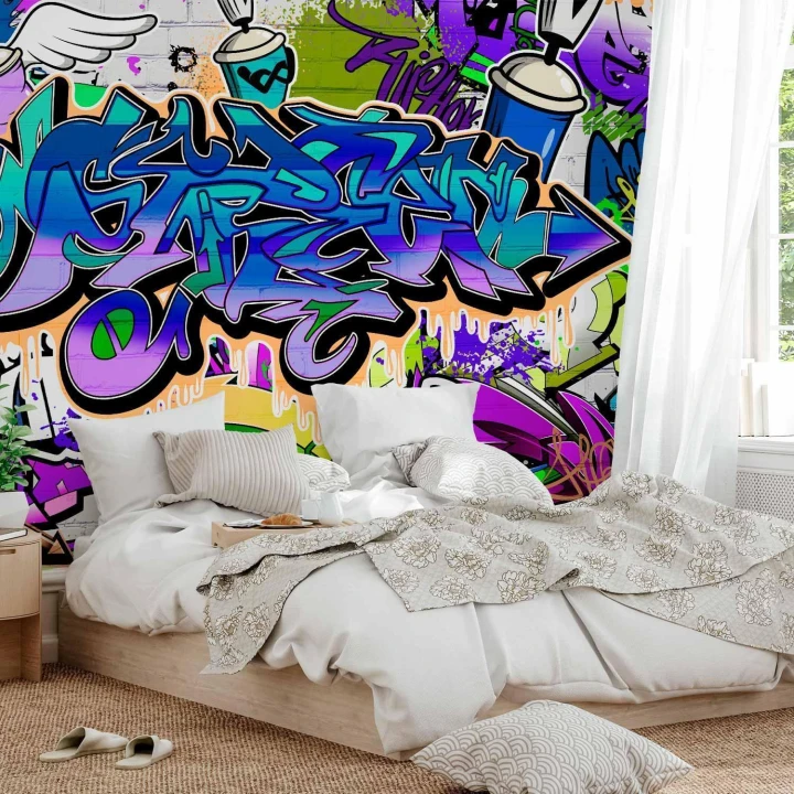 Fototapeta - Graffiti: fioletowy motyw