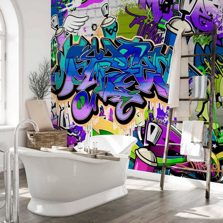 Fototapeta - Graffiti: fioletowy motyw