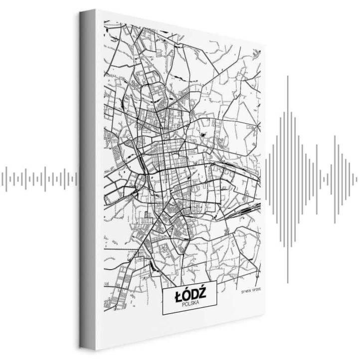 Obraz - Mapa miasta: Łódź (1-częściowy) pionowy
