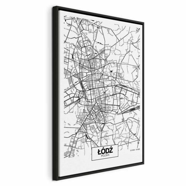 Obraz - Mapa miasta: Łódź (1-częściowy) pionowy