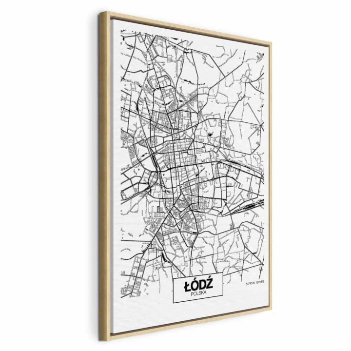 Obraz - Mapa miasta: Łódź (1-częściowy) pionowy