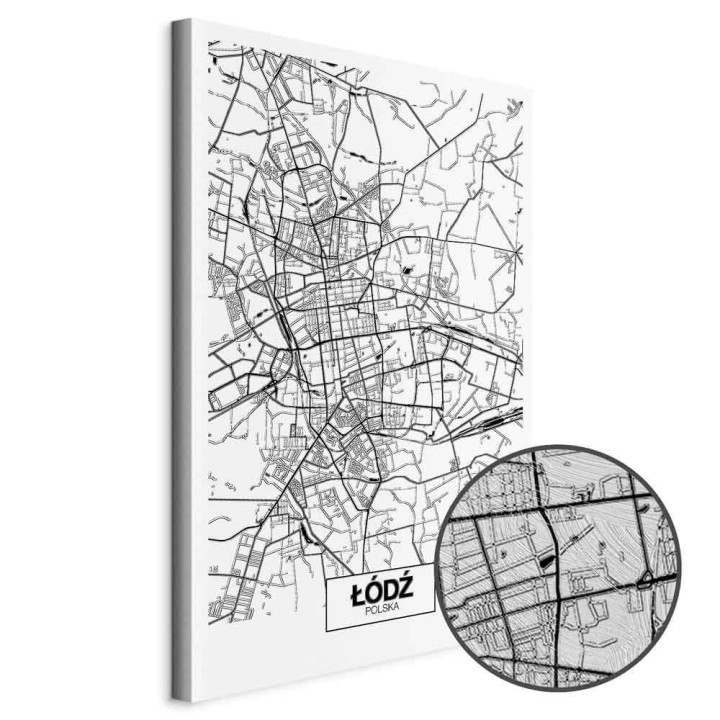 Obraz - Mapa miasta: Łódź (1-częściowy) pionowy