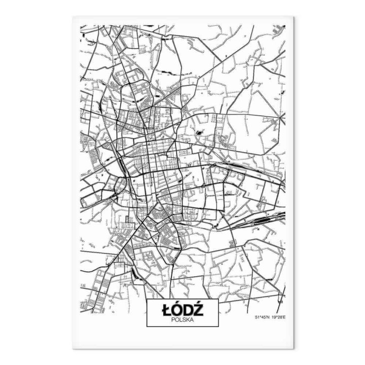 Obraz - Mapa miasta: Łódź (1-częściowy) pionowy