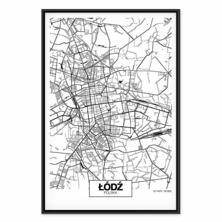 Obraz - Mapa miasta: Łódź (1-częściowy) pionowy