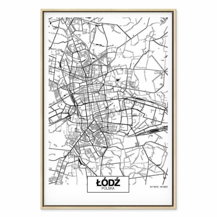 Obraz - Mapa miasta: Łódź (1-częściowy) pionowy