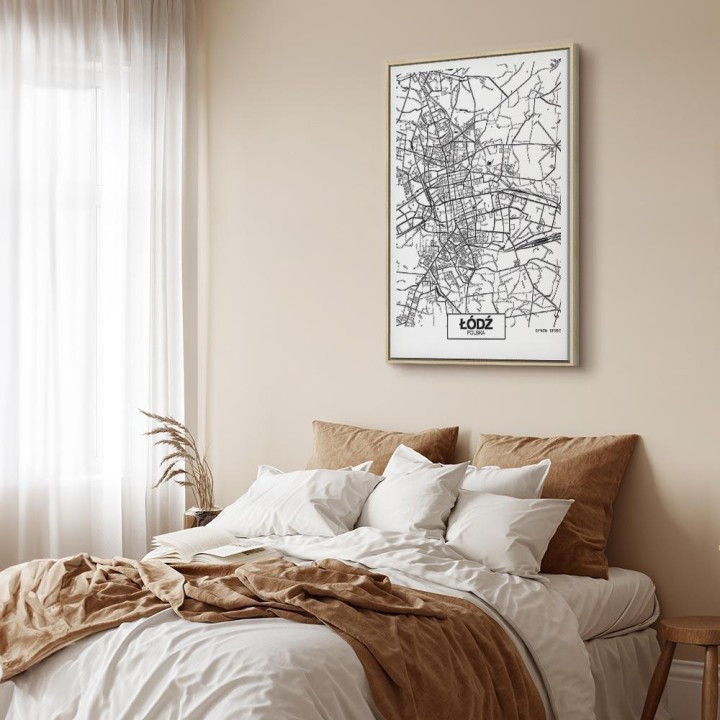 Obraz - Mapa miasta: Łódź (1-częściowy) pionowy