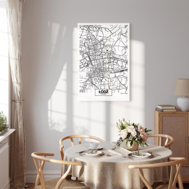 Obraz - Mapa miasta: Łódź (1-częściowy) pionowy