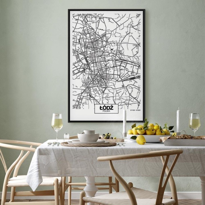 Obraz - Mapa miasta: Łódź (1-częściowy) pionowy