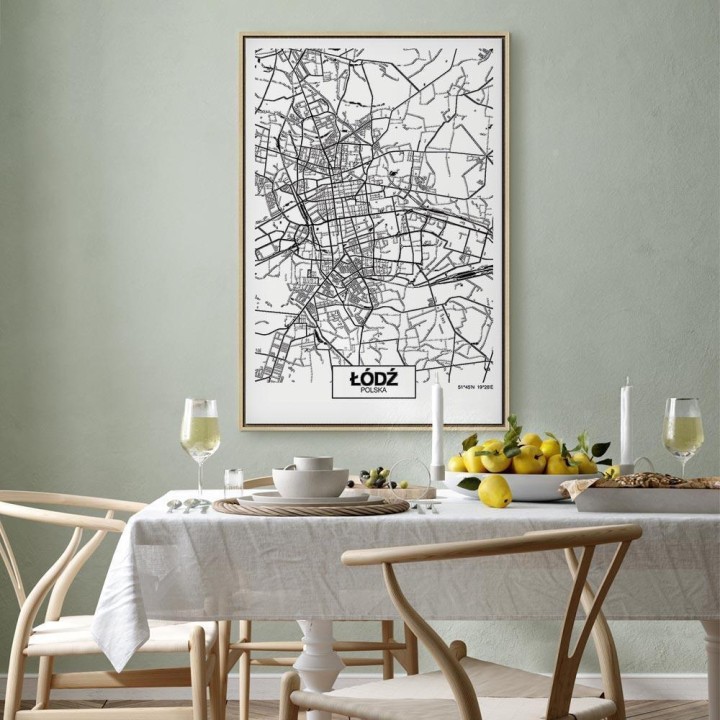 Obraz - Mapa miasta: Łódź (1-częściowy) pionowy