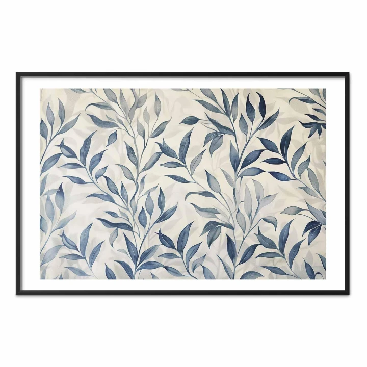 Plakat - Delikatny motyw botaniczny z niebieskimi listkami