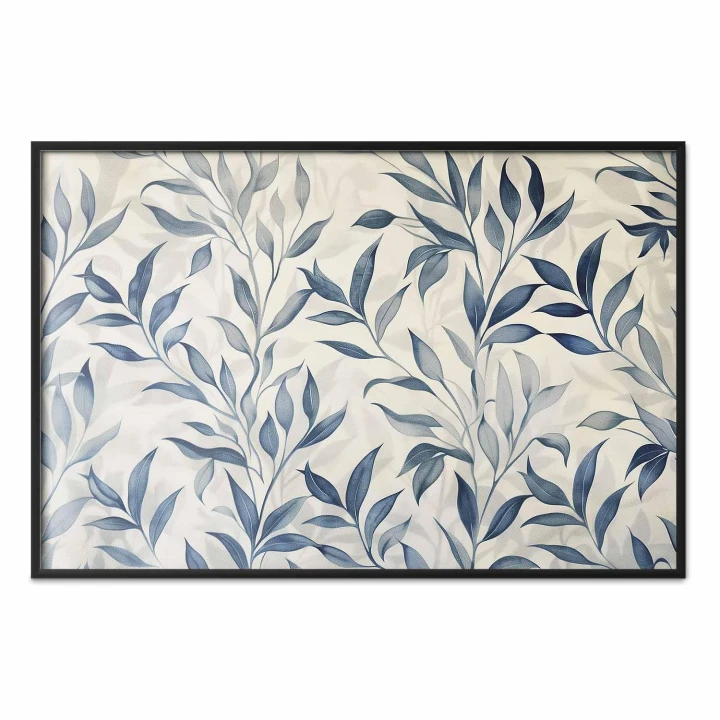 Plakat - Delikatny motyw botaniczny z niebieskimi listkami