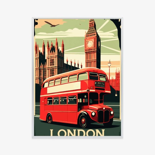 Plakat Czerwony Autobus Na Tle Londyńskiego Big Bena