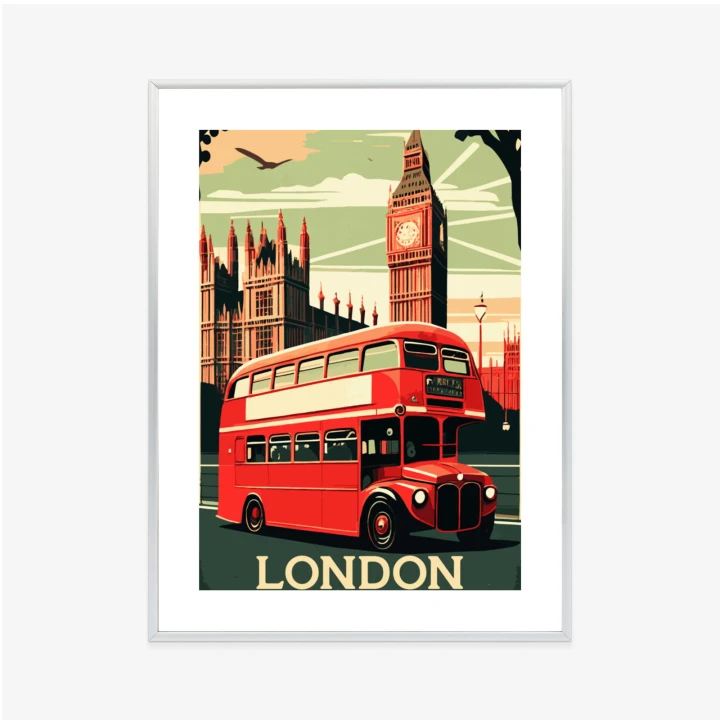 Plakat Czerwony Autobus Na Tle Londyńskiego Big Bena