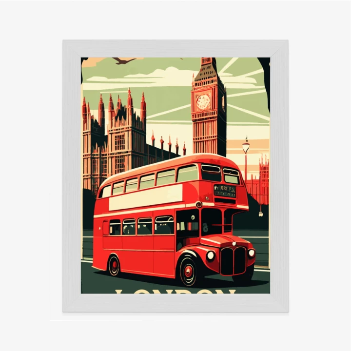 Plakat Czerwony Autobus Na Tle Londyńskiego Big Bena