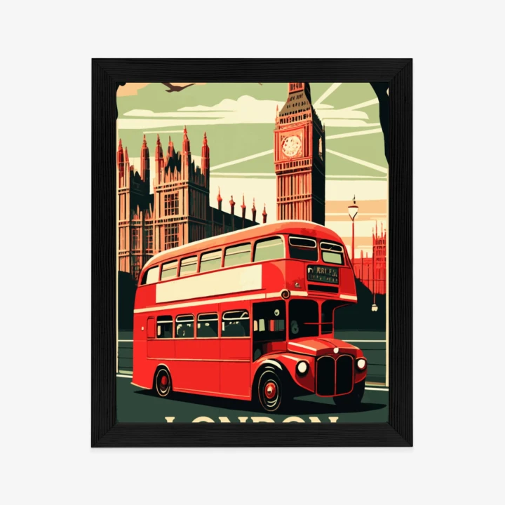 Plakat Czerwony Autobus Na Tle Londyńskiego Big Bena