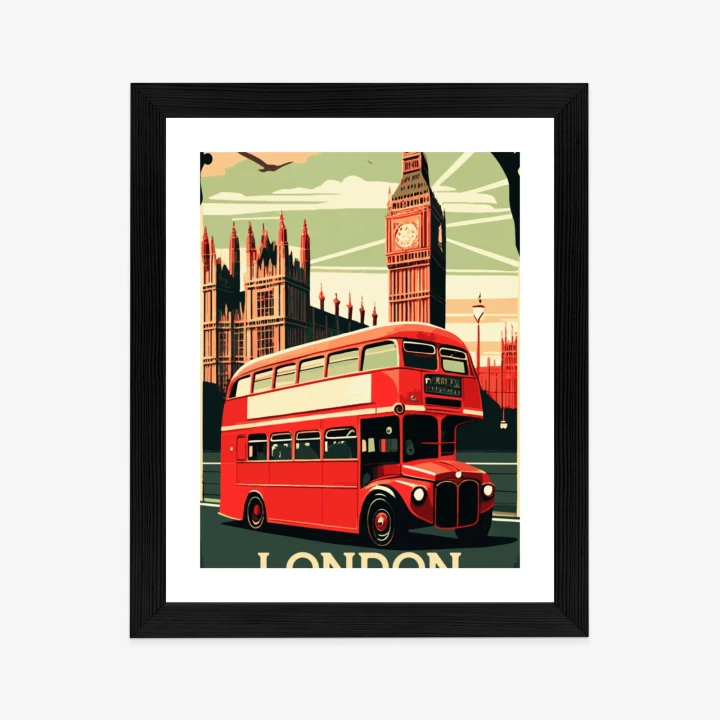 Plakat Czerwony Autobus Na Tle Londyńskiego Big Bena
