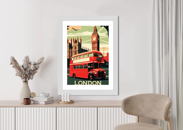 Plakat Czerwony Autobus Na Tle Londyńskiego Big Bena