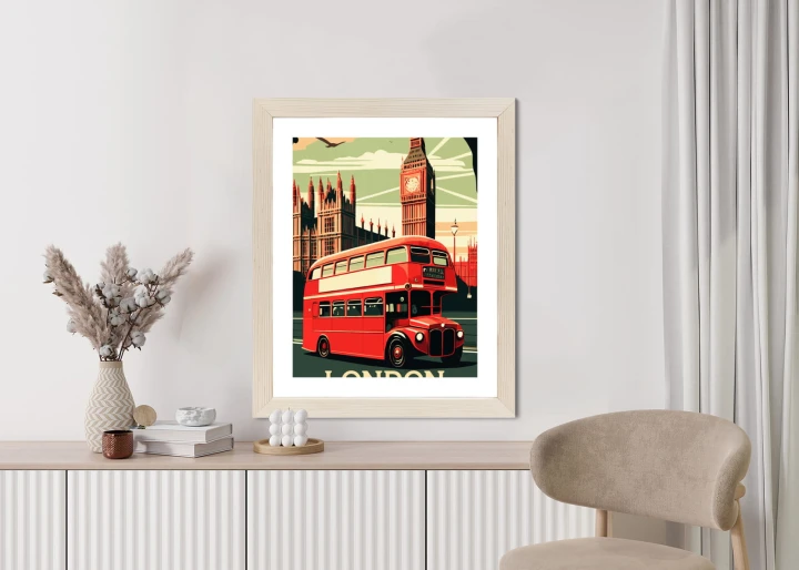 Plakat Czerwony Autobus Na Tle Londyńskiego Big Bena