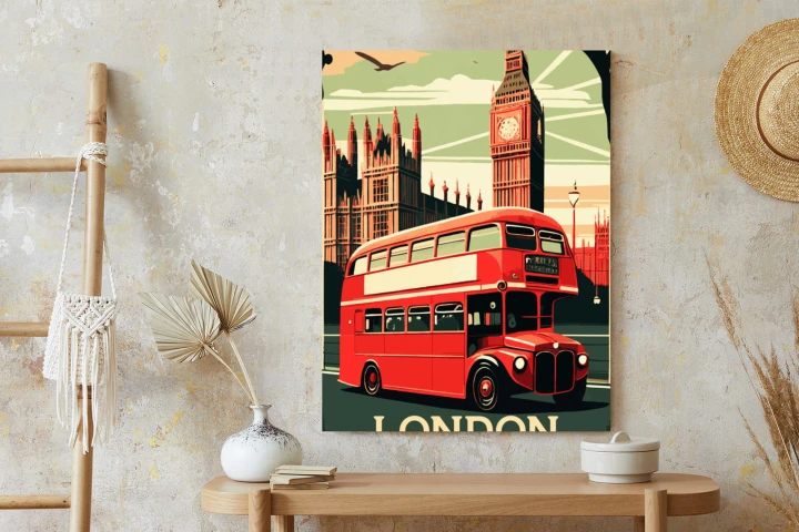 Plakat Czerwony Autobus Na Tle Londyńskiego Big Bena