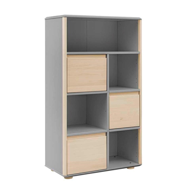 Regał wysoki Funflex drzwi brzoza szary