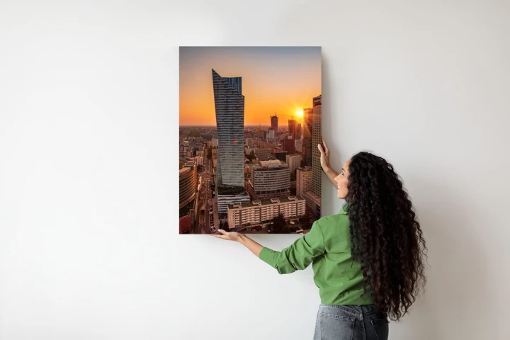 Plakat Wieżowce W Warszawie O Zachodzie Słońca