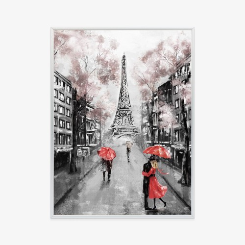 Plakat Spacer Po Polach Elizejskich W Deszczowy Dzień