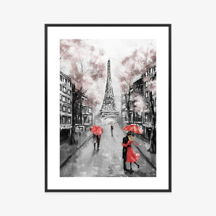 Plakat Spacer Po Polach Elizejskich W Deszczowy Dzień