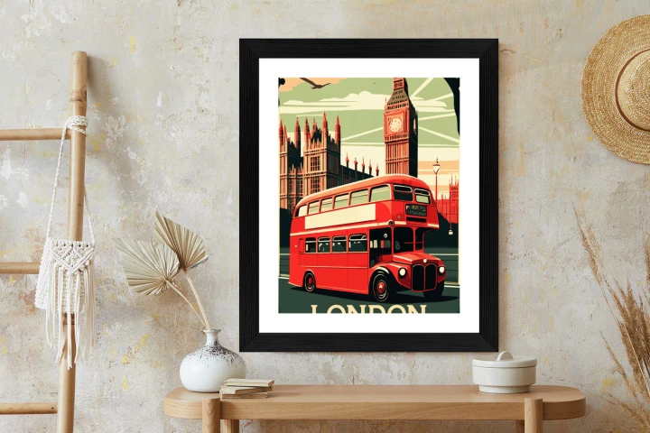 Plakat Czerwony Autobus Na Tle Londyńskiego Big Bena