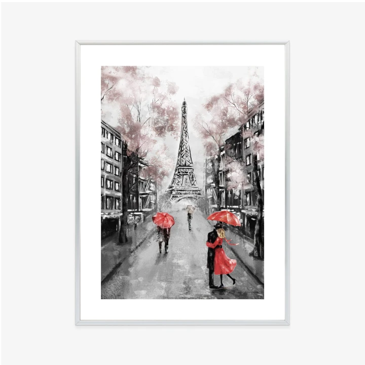 Plakat Spacer Po Polach Elizejskich W Deszczowy Dzień