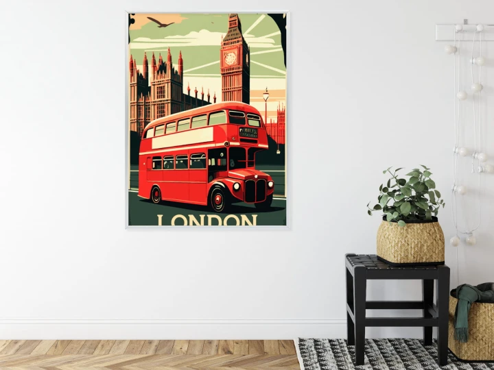 Plakat Czerwony Autobus Na Tle Londyńskiego Big Bena