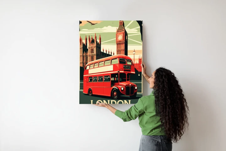 Plakat Czerwony Autobus Na Tle Londyńskiego Big Bena