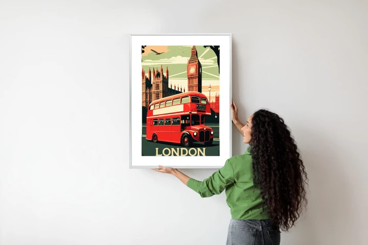 Plakat Czerwony Autobus Na Tle Londyńskiego Big Bena